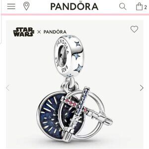 Pandora Star Wars Lightsaber Double Dangle Charm